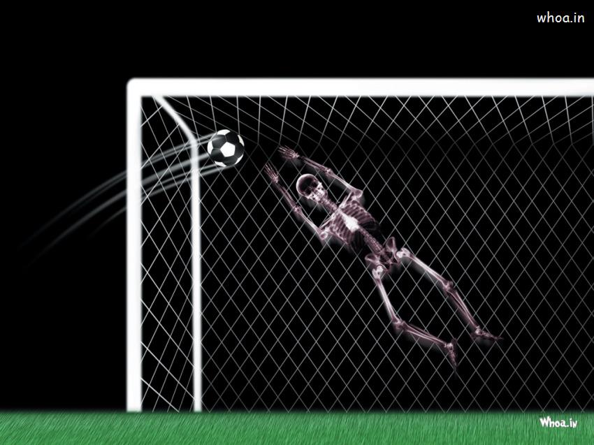 Skull As Goal Keeper In Dark Background Wallpaper