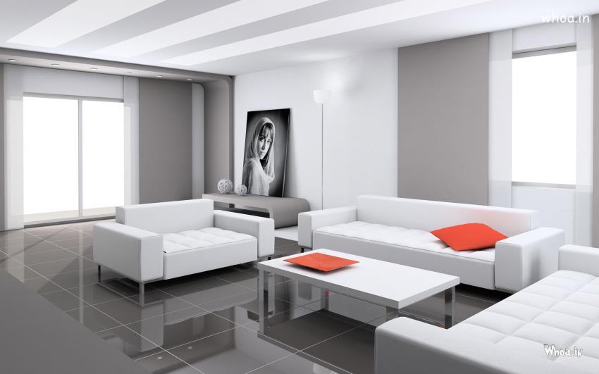 Square White Soft Sofa And Living Room Design