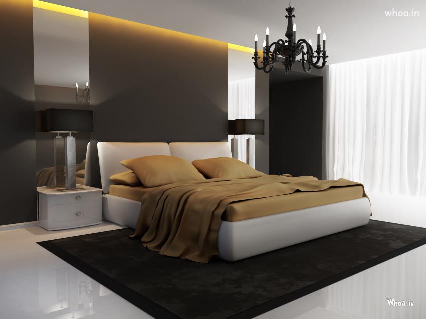 VIP Bedroom With Dark Wall Interior Design