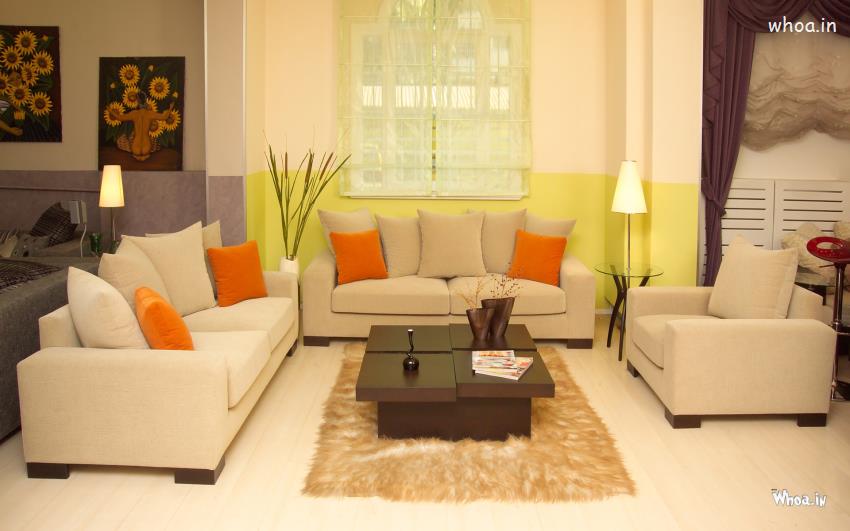 White Royal 2 X 2 Sofa And Multi Color Wall For Living Room
