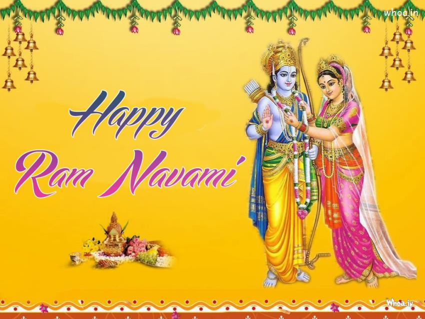 Wishing You Happy Ram Navami With Lord Shri Ram & Sita HD Wallpaper