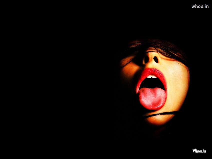 Women With Open Mouth Dark Background Wallpaper