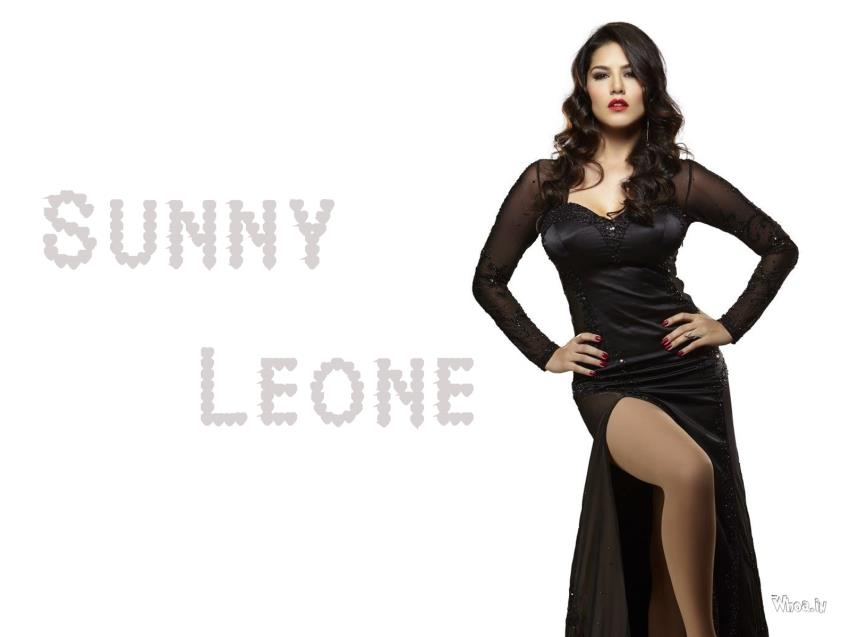 Close Up Sunny Leone Black Dresh With White Backgournd HD Wallpaper