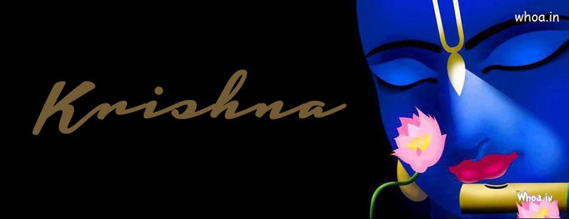 Krishna Playing Flute Dark Background FB Cover