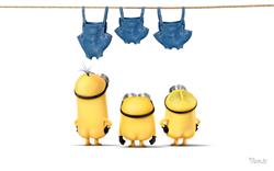 3 Minions without Clothes Cartoon Fun HD Wallpaper