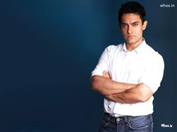 Aamir Khan White Shirt with Blue Background HD Wallpaper