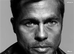 Brad Pitt Black and White with Face Closeup HD Wallpaper