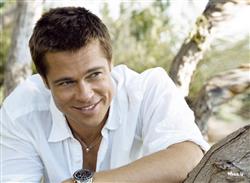 Brad Pitt White Shirt with Smiley Face HD Wallpaper