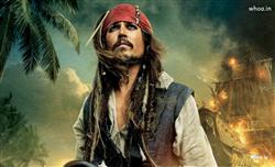 Caption Jack Sparrow as Johnny Depp in Pirate of Caribbean Wallpaper