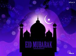 Eid Mubarak Beautiful Card With Blue Background HD Wallpaper