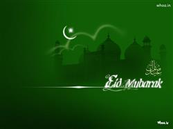 Eid Mubarak Greeting With Green Background HD Wallpaper