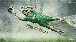 Iker Casillas Diving with Greatest Goal Saves HD Wallpaper