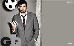 Iker Casillas Gray Suit with Football HD Wallpaper