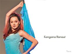 Kangana Ranaut Blue Dress with Face Closeup HD Wallpaper