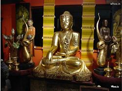 Lord Buddha Temple Golden Statue HD Wallpaper