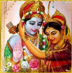 Lord Shree Ram and Mata Sita Wedding Colorful HD Wallpaper