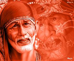 Shirdi Sai Baba 3D with Red Background HD Wallpaper