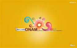 Wish U Happy Onam and Wish Quotes with Yellow Background HD Wallpaper