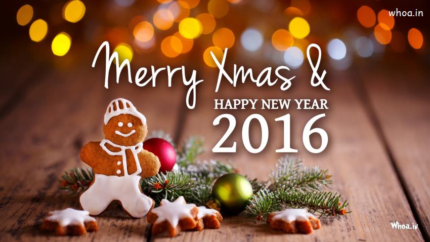 2016 Happy New Year With Merry Xmas HD Wallpaper