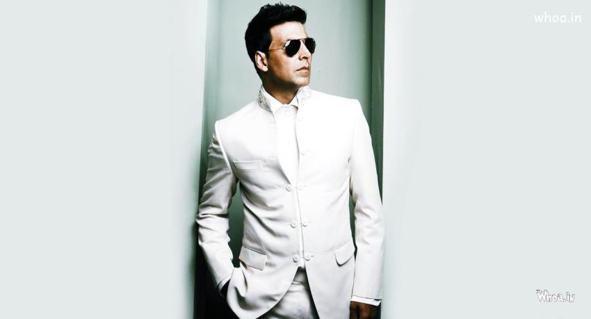 Akshay Kumar White Suit With Black Sunglass HD Wallpaper