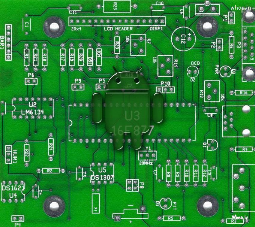 Android Logo With Chip Circuit Board HD Wallpaper