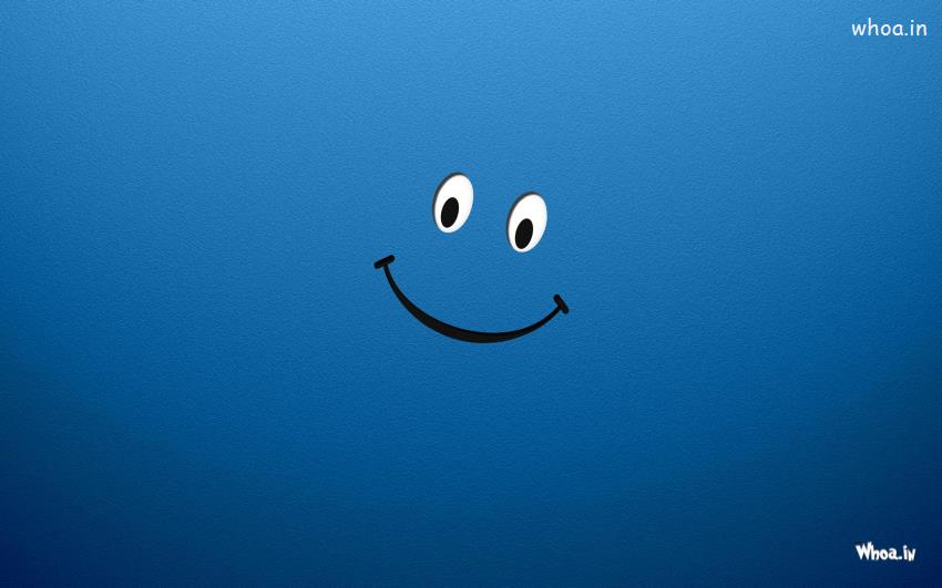 Blue Smiley Face Funny Wallpaper