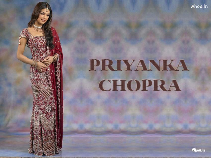 Bollywood Actress Priyanka Chopra In Dulhan Dress HD Wallpaper