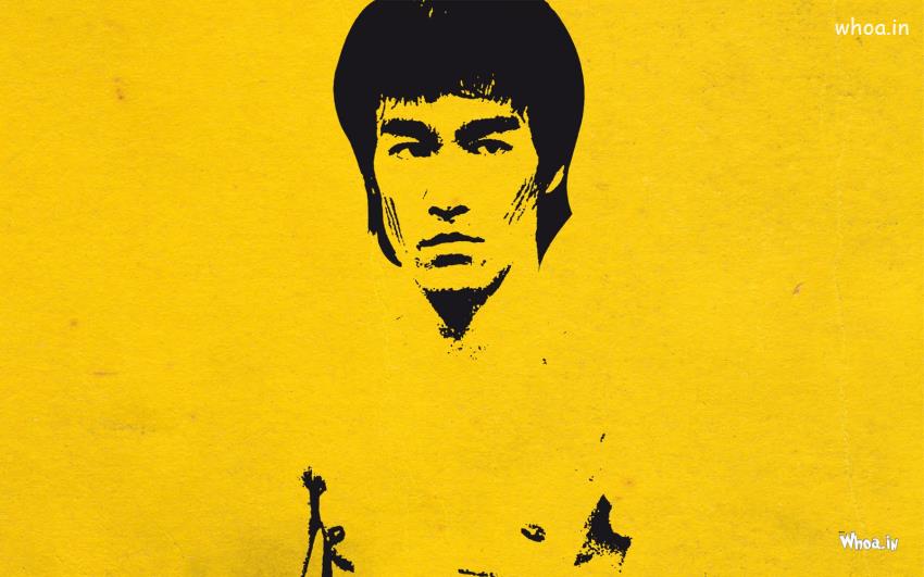 Bruce Lee Face Closeup With Yellow Background HD Wallpaper