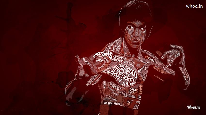 Bruce Lee With Red Background HD Wallpaper