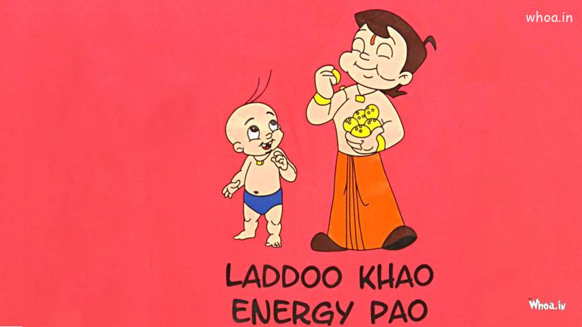 Chhota Bheem And Raju Laddoo Khao Energy Pao HD Cartoon Wallpaper