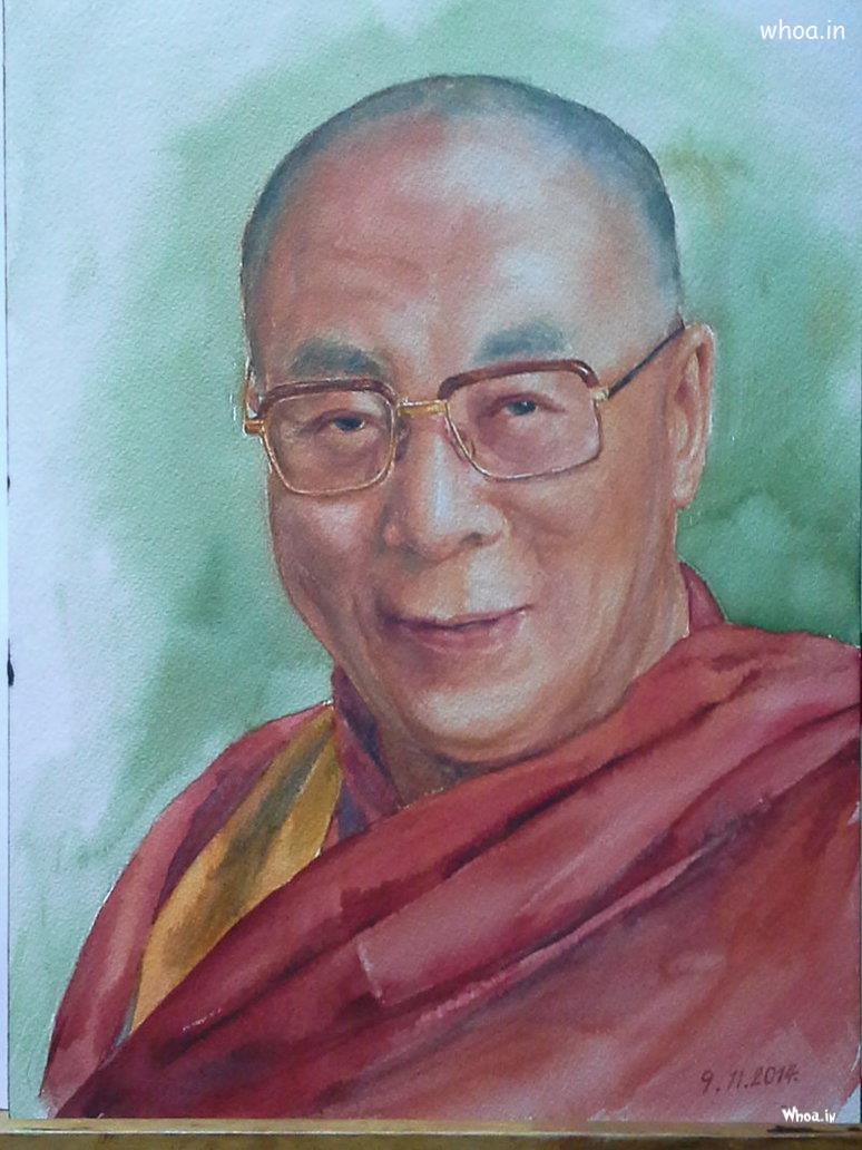 Dalai Lama Cenvas Painting Hd Wallpaper