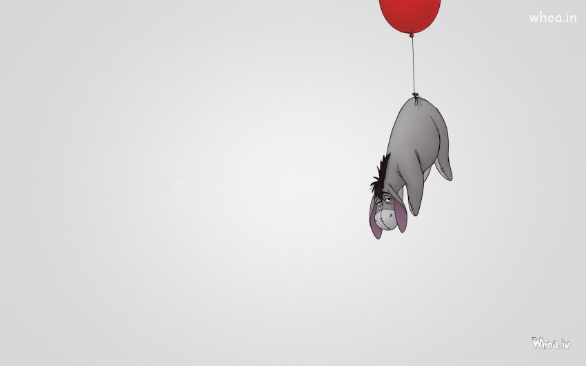 Donkey Flying Red Balloon HD Cartoon Fun Wallpaper