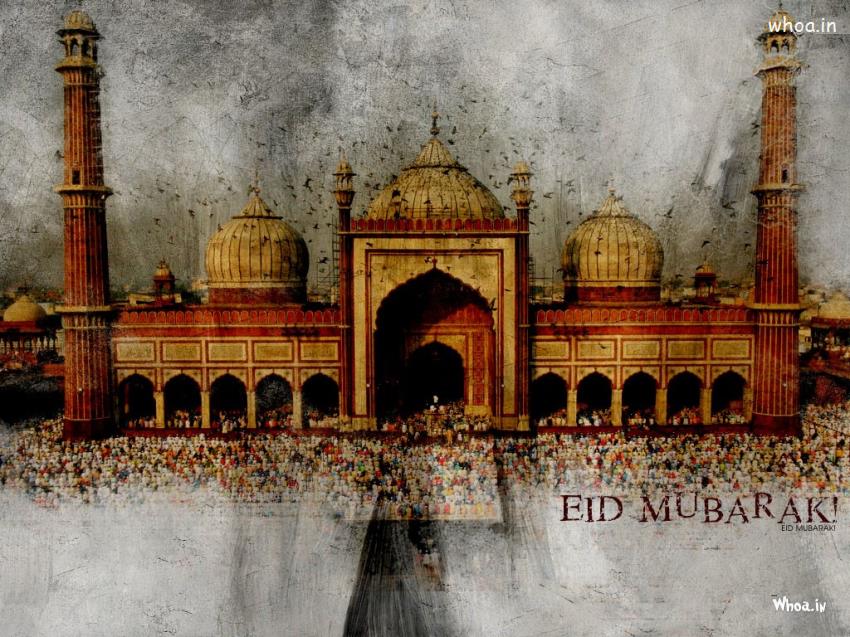 Eid Mubarak Eid Mubarak Painting HD Wallpaper
