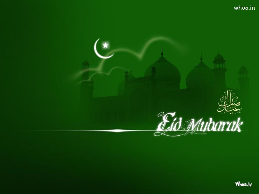 Eid Mubarak Greeting With Green Background HD Wallpaper