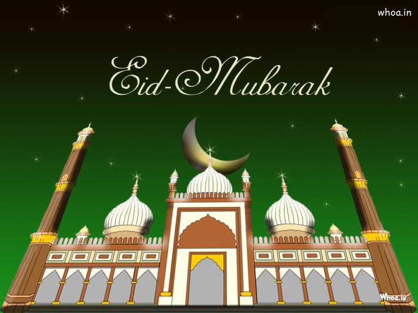 Eid Mubarak To All Greeting With Green Background Wallpaper
