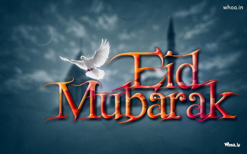 Eid Mubarak With White Dove HD Celebration Wallpaper