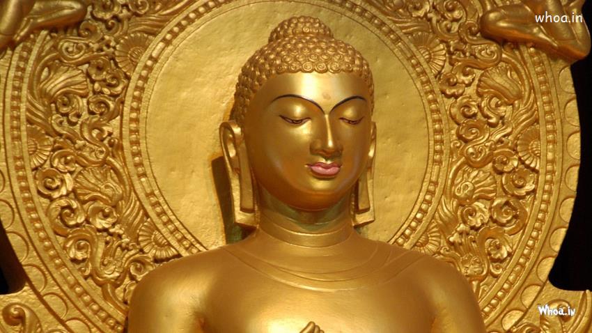 Golden Lord Buddha Statue With Face Closeup HD Wallpaper