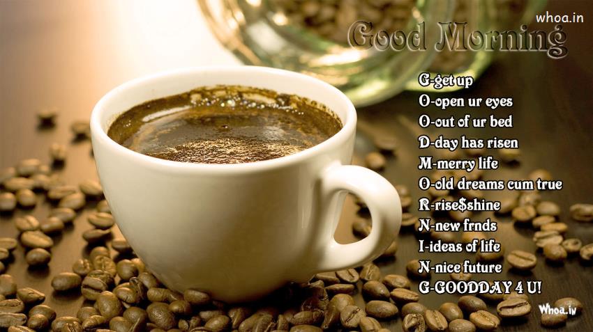 Good Morning And Cup Of Coffee With Good Morning Quotes Wallpaper