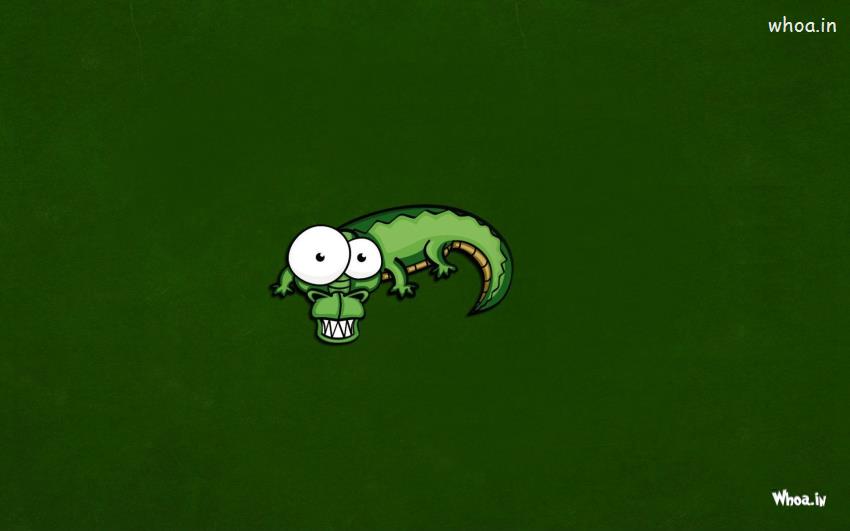 Green Crocodile Cartoon With Green Background Wallpaper