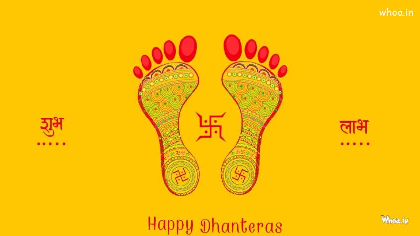 Happy Dhanteras With Laxmi Footprint HD Wallpaper