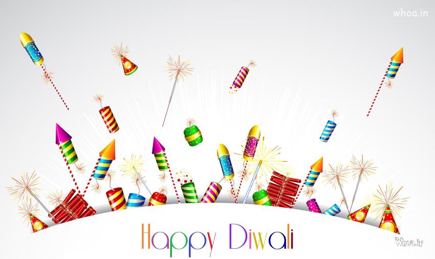 Happy Diwali With Fire Crackers HD Wallpaper