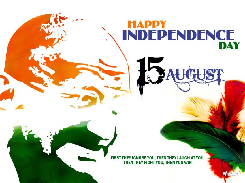 Happy Independence Day And Quotes Of Mahatma Gandhi HD Wallpaper
