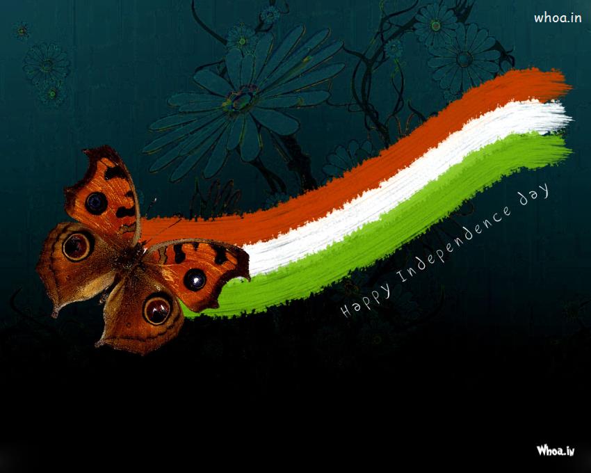 Happy Independence Day With National Flag Hd Wallpaper