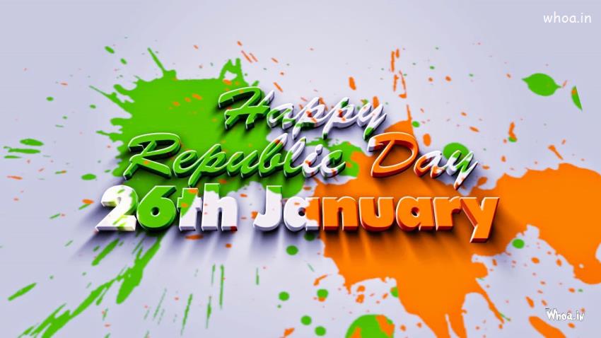 Happy Republic Day 26Th January With National Flag Colors HD Wallpaper