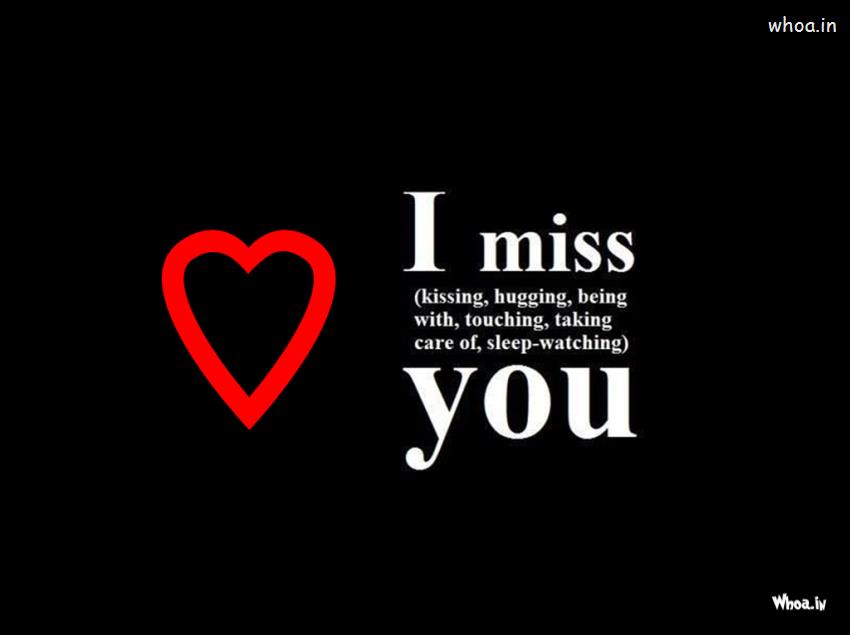 I Miss You With Red Heart And Dark Background Wallpaper