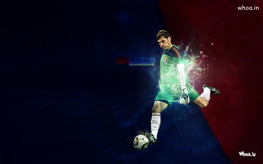 Iker Casillas Real Madrid Goalkeeper Kick The Football HD Wallpaper