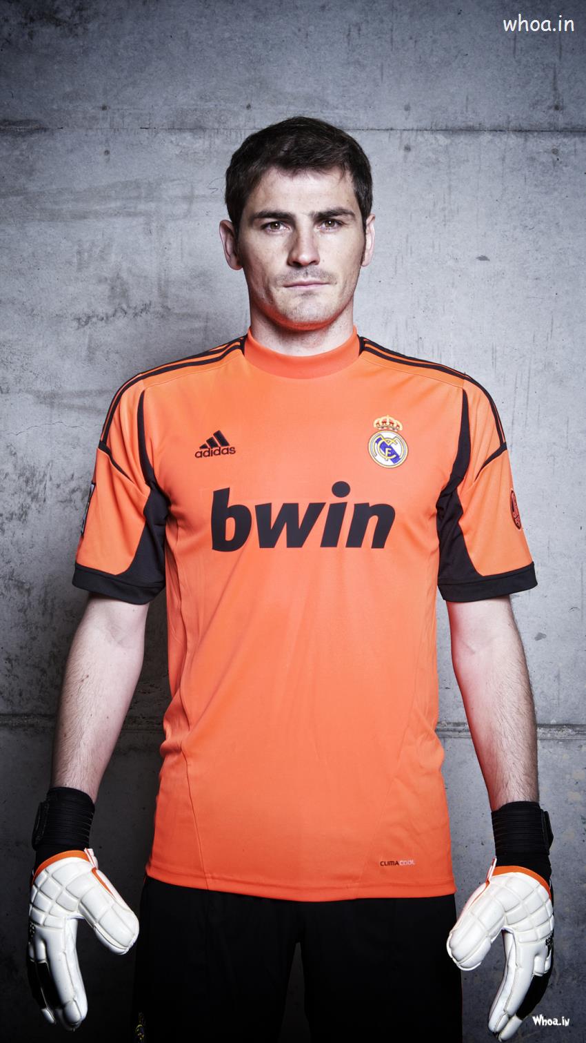 Iker Casillas In Orange T-Shirt HD Spain Goalkeeper Wallpaper