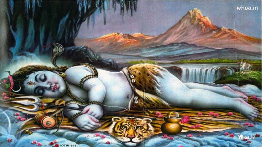 Lord Baby Shiva Sleeping Art HD Wallpaper