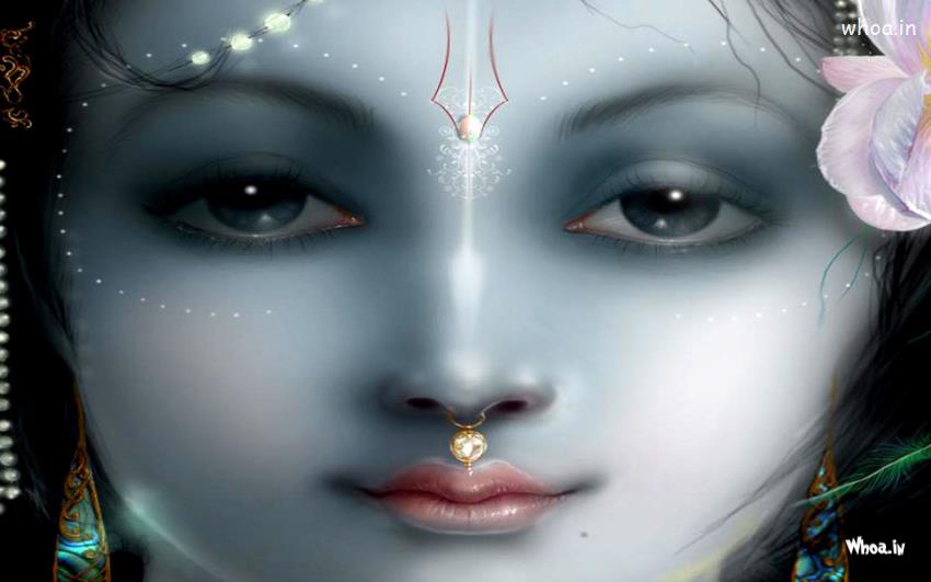 Lord Bal Krishna Face Closeup HD Wallpaper
