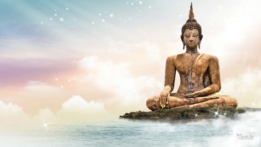 Lord Buddha Samadhi Statue With Lake HD Wallpaper